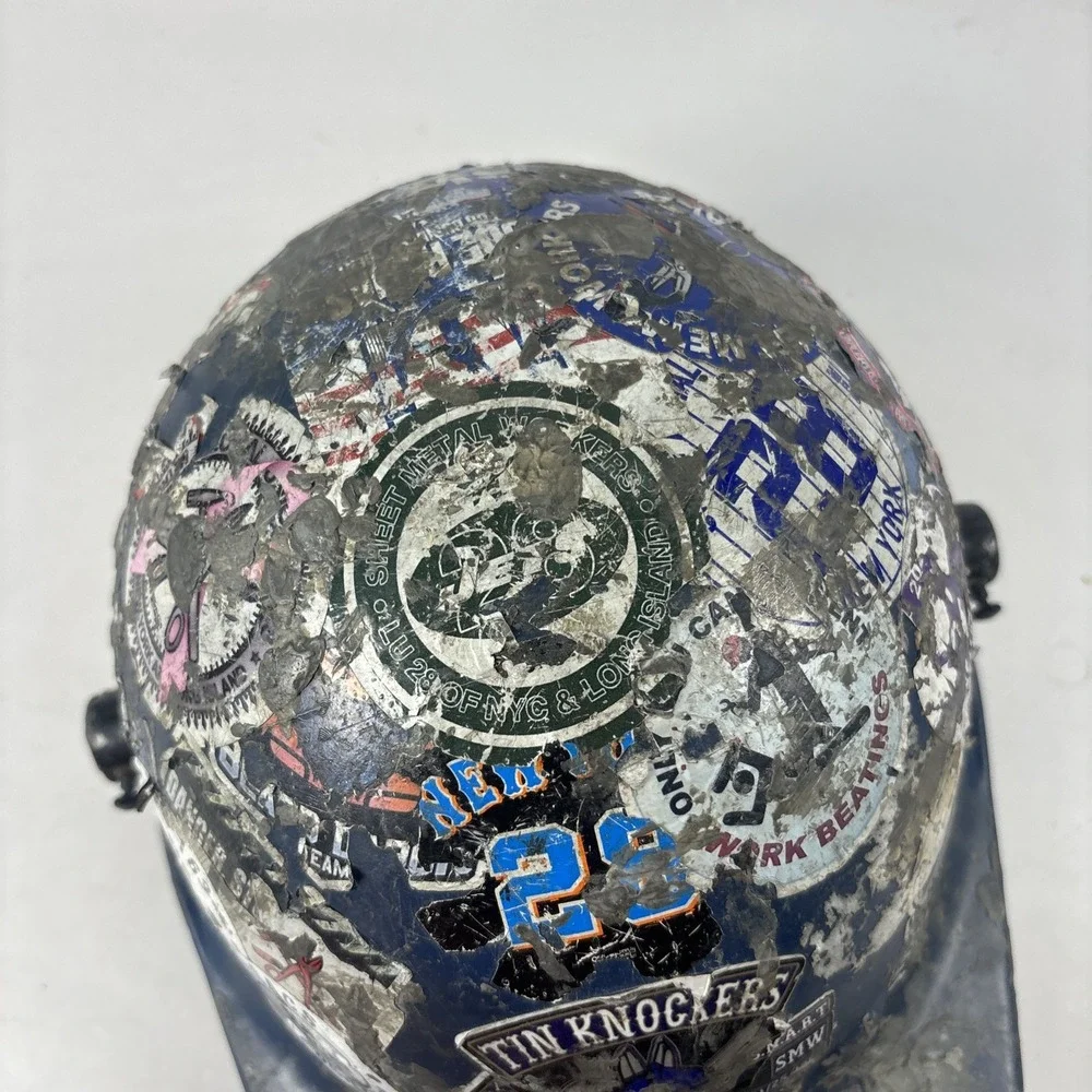 Authentic NYC Union Hard Hat | Local 28 Tin Knocker Stickers | Industrial Decor